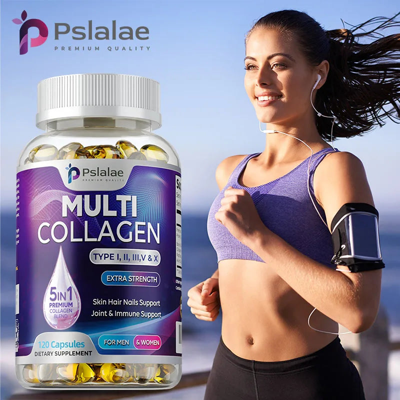 Hydrolyzed Multi-Collagen Complex Capsules, Natural Energy Supplement for Anti-Aging, Skin, Joint, Hair Bone Health
