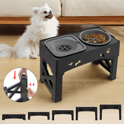 PawEase 3 In 1 Adjustable Pet Feeder With Double Bowls And Slow Feed Design 1