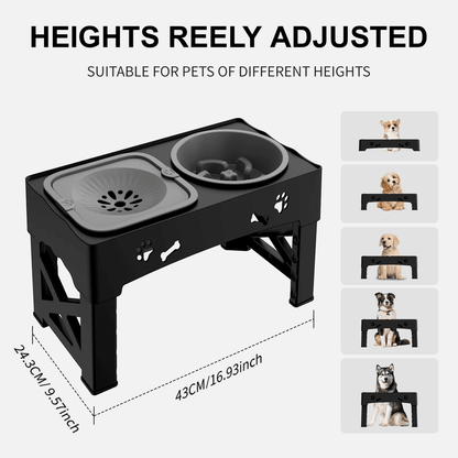 PawEase 3 In 1 Adjustable Pet Feeder With Double Bowls And Slow Feed Design 5