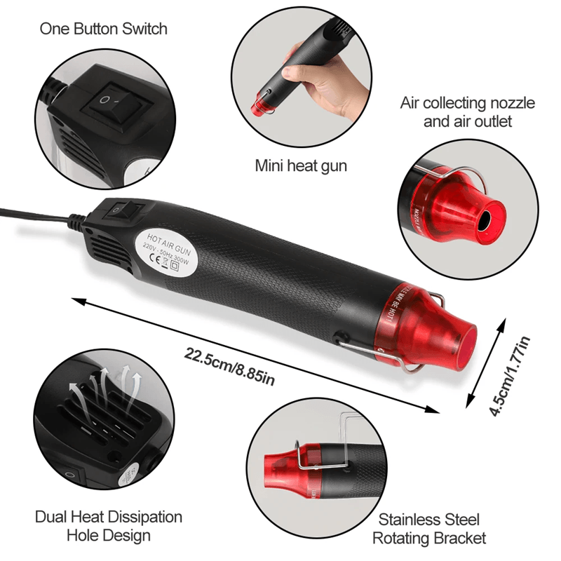 HeatPro Mini Hot Air Gun DIY Electric Heat Tool With Stand 2