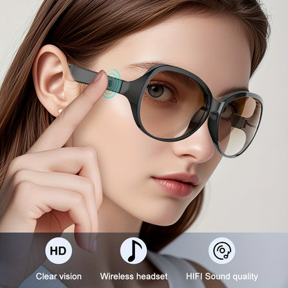 Black Wireless Smart Glasses Sports Headset, Unisex Design, USB-C Rechargeable Bluetooth Connectivity