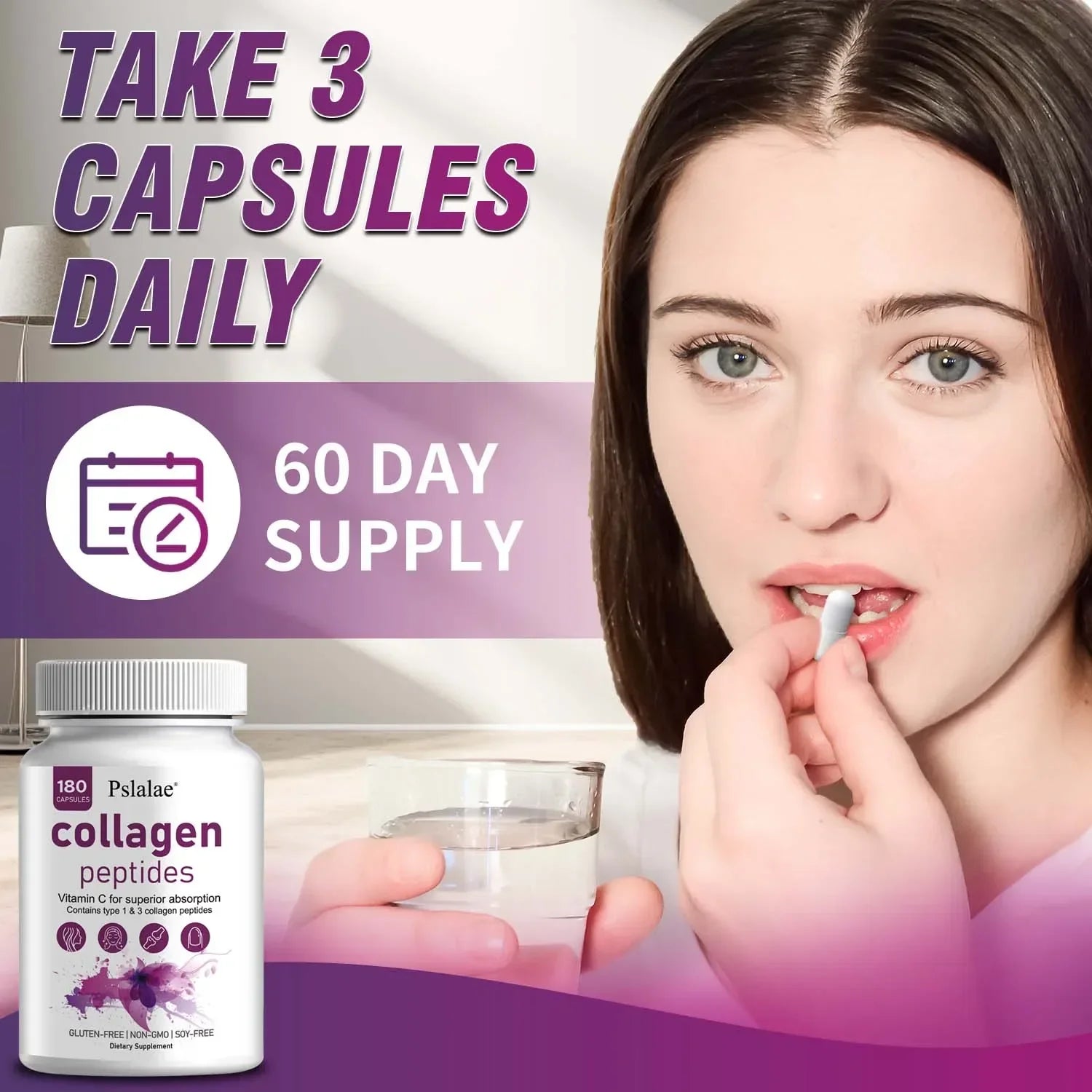 Premium Collagen Peptides Supplement AntiAging Hair Skin Nails Digestion And Joint Support Hydrolyz 3