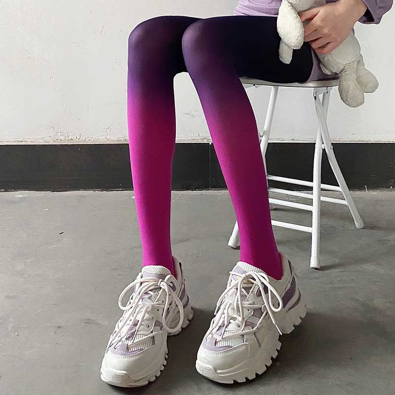 Sexy Opaque Gradient Velvet Tights for Women, Sheer Pantyhose Nightclub Stockings, Female Hosiery Pantys Spring Summer