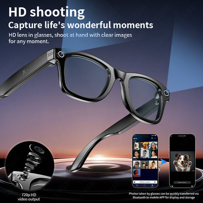 Smart Glasses Recording Videos AI Photo Recognition & Translation, Waterproof Bluetooth Glasses