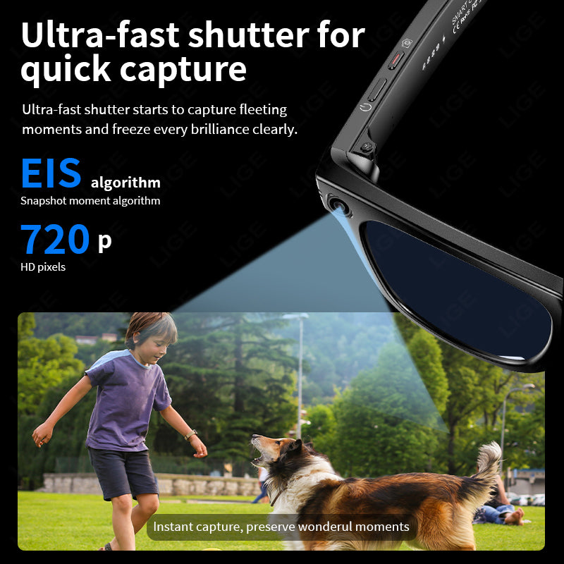 Smart Glasses Recording Videos AI Photo Recognition & Translation, Waterproof Bluetooth Glasses