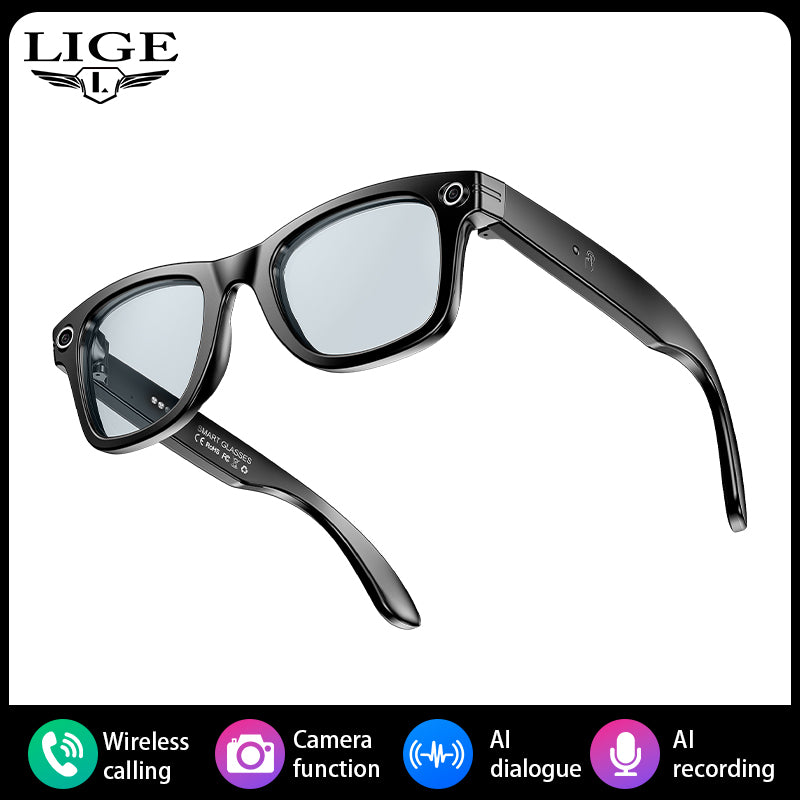 Smart Glasses Recording Videos AI Photo Recognition & Translation, Waterproof Bluetooth Glasses