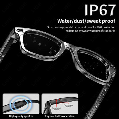 Smart Glasses Recording Videos AI Photo Recognition & Translation, Waterproof Bluetooth Glasses