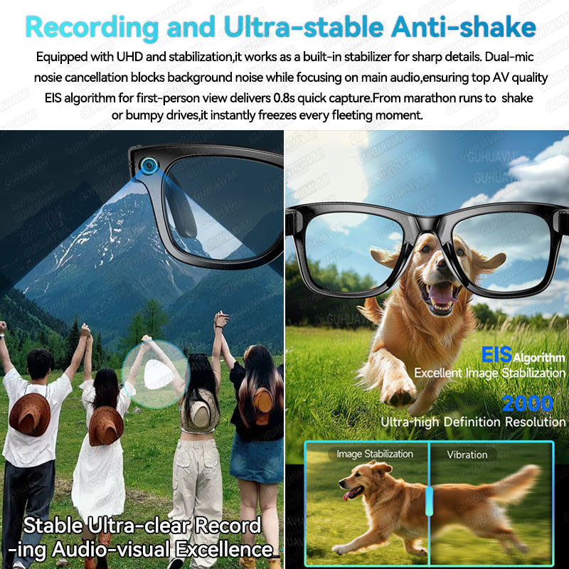 Camera Glasses Men, AI Smart Translation Color-Changing Glasses with Photo Video Recording, Waterproof & Call-Enabled