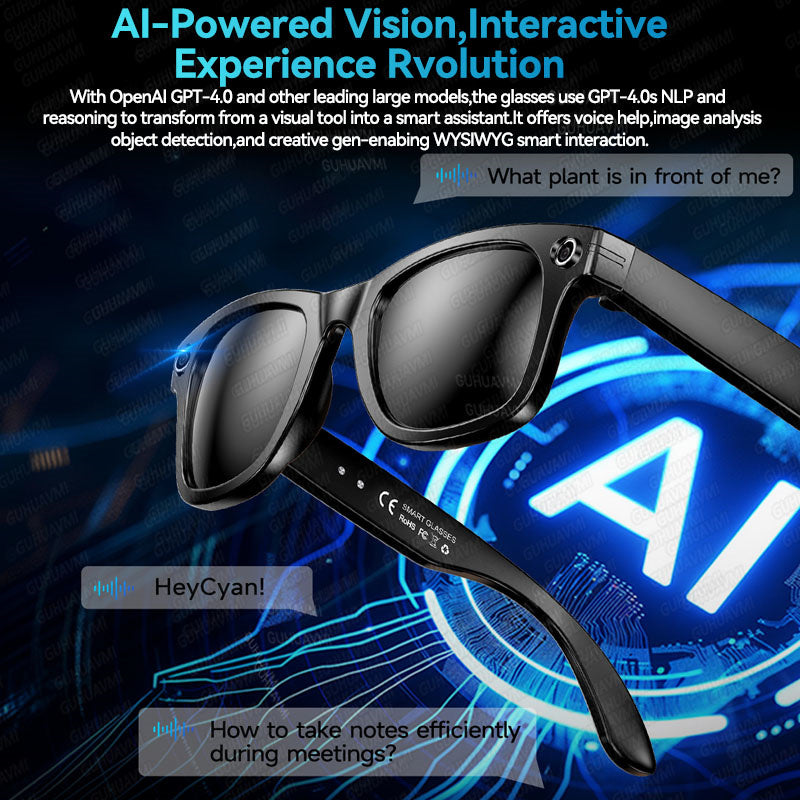 Camera Glasses Men, AI Smart Translation Color-Changing Glasses with Photo Video Recording, Waterproof & Call-Enabled