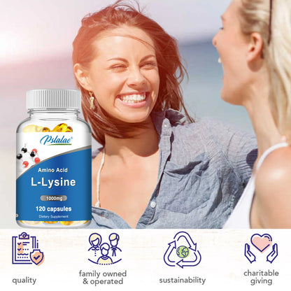 L-Lysine 120 Capsules, 1000mg Premium Supplement for Immune Support, Collagen Synthesis, Skin Health, Boosts Metabolism