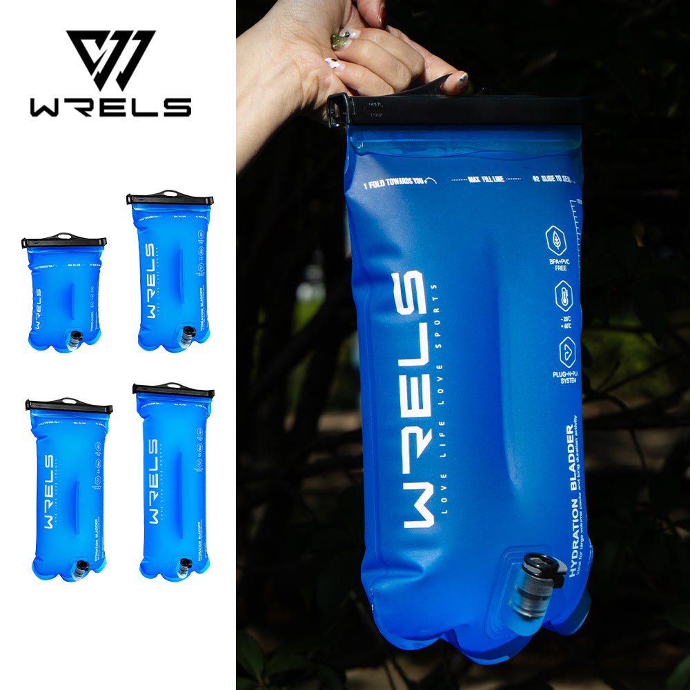 WRELS Sports Water Bladder, BPA Free, Portable Hydration Pack for Hiking & Camping, 1L-3L