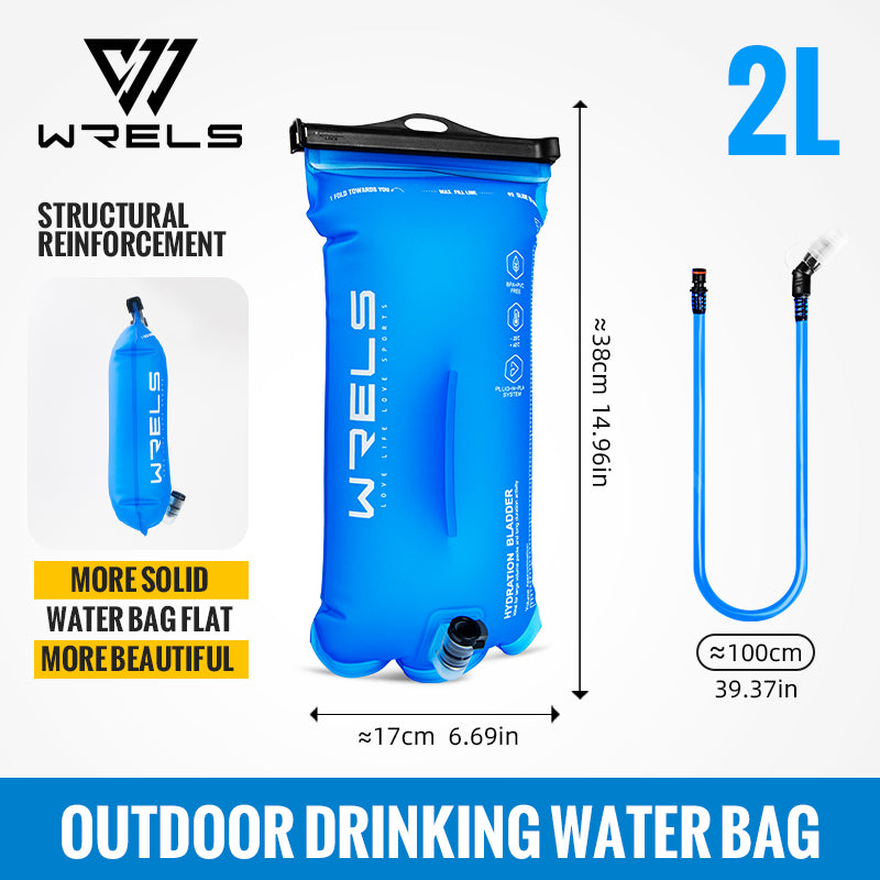 WRELS Sports Water Bladder, BPA Free, Portable Hydration Pack for Hiking & Camping, 1L-3L