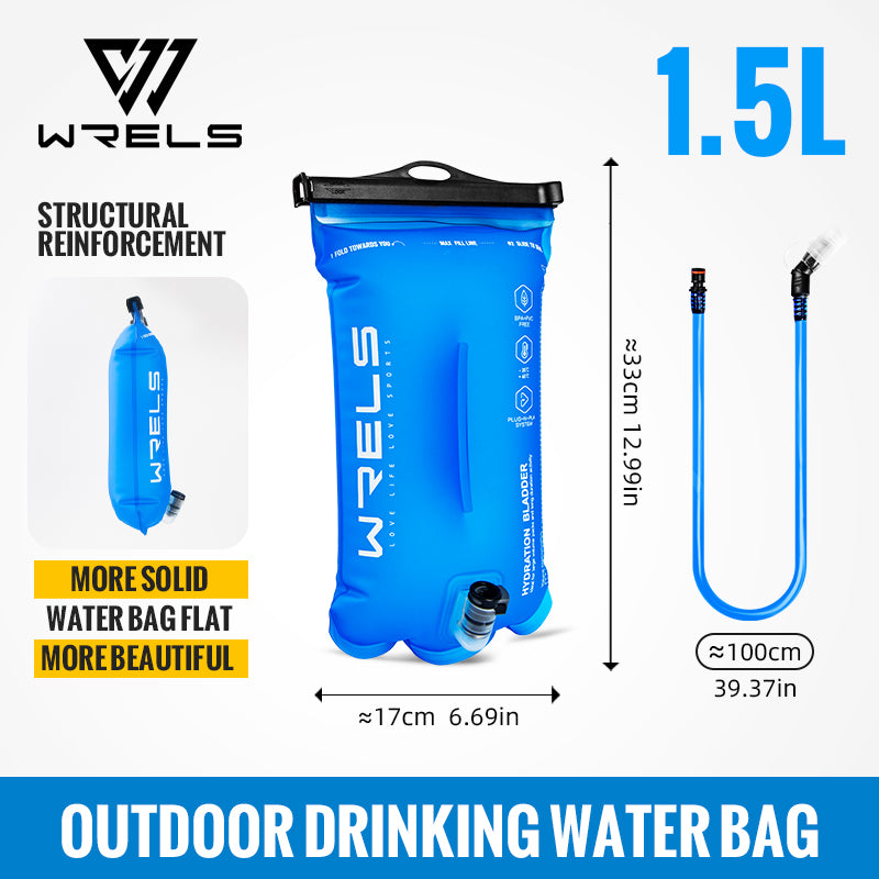 WRELS Sports Water Bladder, BPA Free, Portable Hydration Pack for Hiking & Camping, 1L-3L