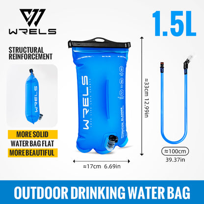 WRELS Sports Water Bladder, BPA Free, Portable Hydration Pack for Hiking & Camping, 1L-3L