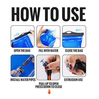 WRELS Sports Water Bladder, BPA Free, Portable Hydration Pack for Hiking & Camping, 1L-3L