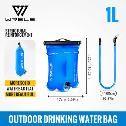 WRELS Sports Water Bladder, BPA Free, Portable Hydration Pack for Hiking & Camping, 1L-3L
