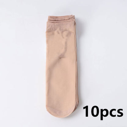 CHRLEISURE 10PCS Mens Steel Hosiery Socks Wear Resistant Thin Breathable Ice Silk Socks With Deodor 8