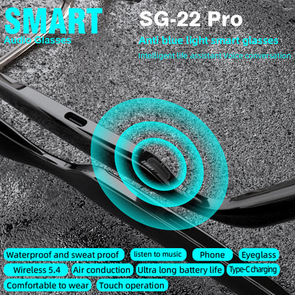 Fashion Eyewear SG PRO PRO Smart Bluetooth Glasses With Clear Lens Square Frame Wireless Audio Glasses for Music & Call