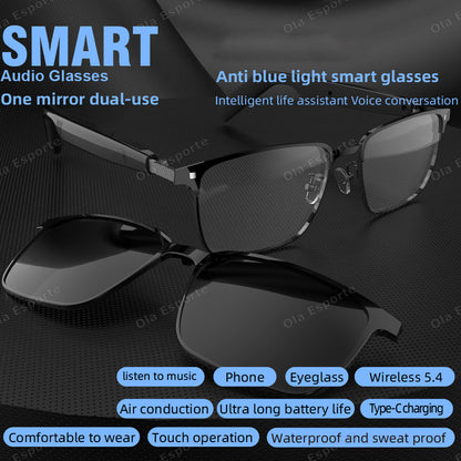 Convertible TWS Smart Glasses With Sunglasses  Clear Lenses Wireless Audio Bluetooth Call Music Out 1