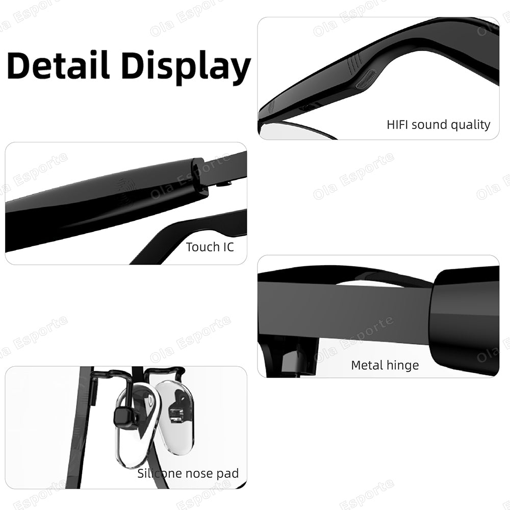 Convertible TWS Smart Glasses With Sunglasses  Clear Lenses Wireless Audio Bluetooth Call Music Out 5