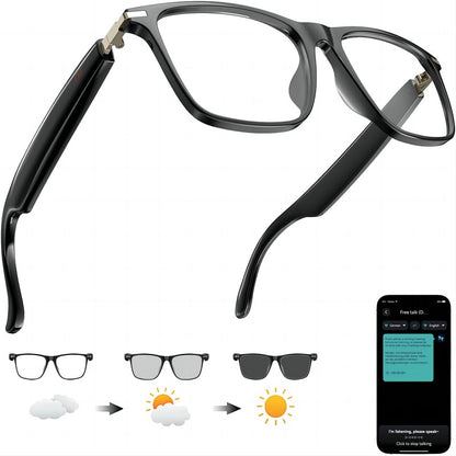Smart AI Translation Glasses with Photochromic Lenses, Real-Time Languages Translator for Travel & Businesse