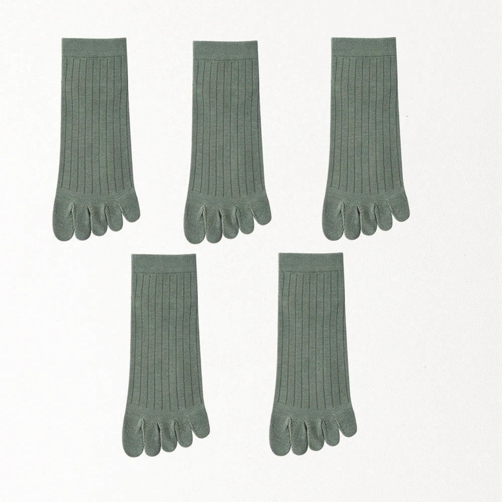 5 Pairs Mens Five Finger Socks, Summer Thin Cotton Toe Socks with Separate Fingers, Low Cut Ankle Sports Socks