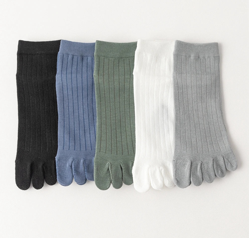 5 Pairs Mens Five Finger Socks, Summer Thin Cotton Toe Socks with Separate Fingers, Low Cut Ankle Sports Socks