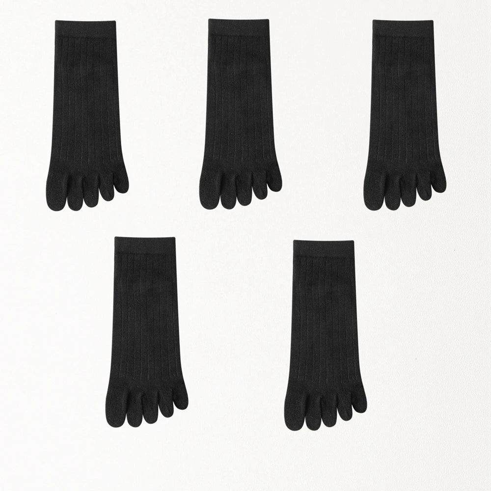 5 Pairs Mens Five Finger Socks, Summer Thin Cotton Toe Socks with Separate Fingers, Low Cut Ankle Sports Socks