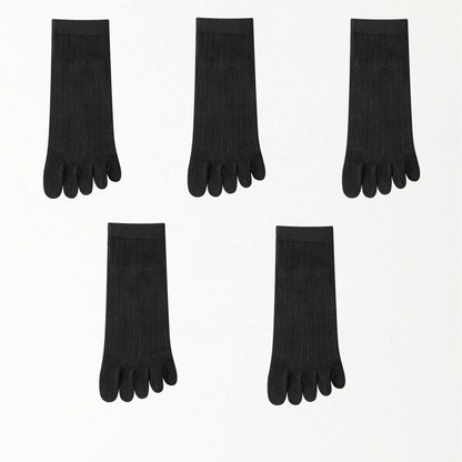 5 Pairs Mens Five Finger Socks, Summer Thin Cotton Toe Socks with Separate Fingers, Low Cut Ankle Sports Socks