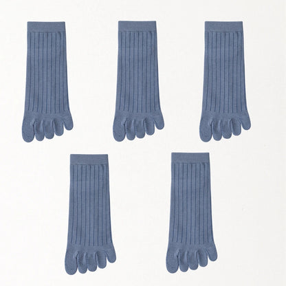 5 Pairs Mens Five Finger Socks, Summer Thin Cotton Toe Socks with Separate Fingers, Low Cut Ankle Sports Socks