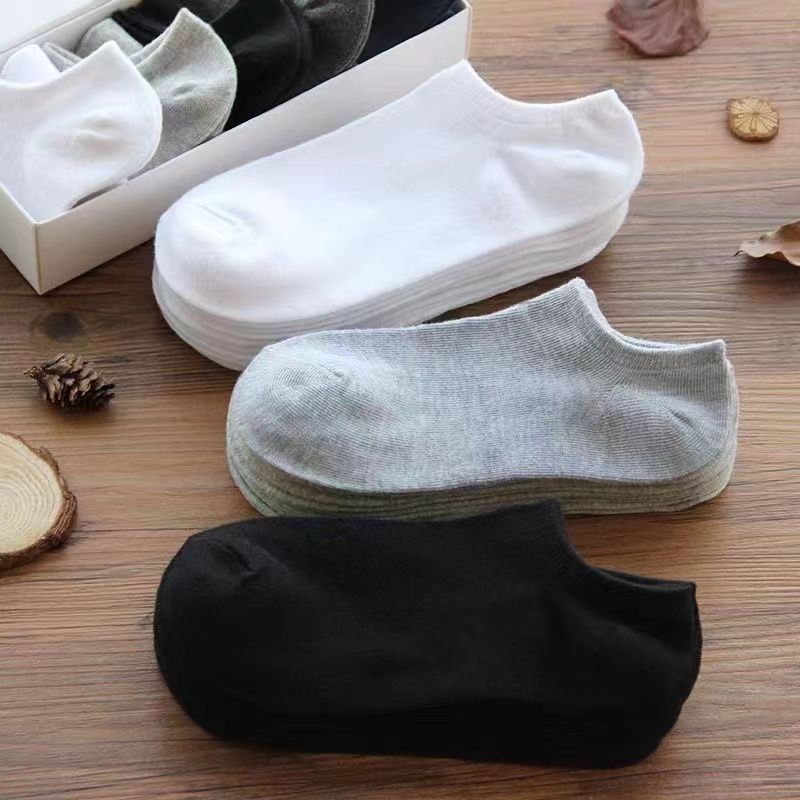 Men's Ankle Socks, Solid Color Black, White, Gray Invisible Short Socks, Breathable Cotton Sports Socks for Men, Women