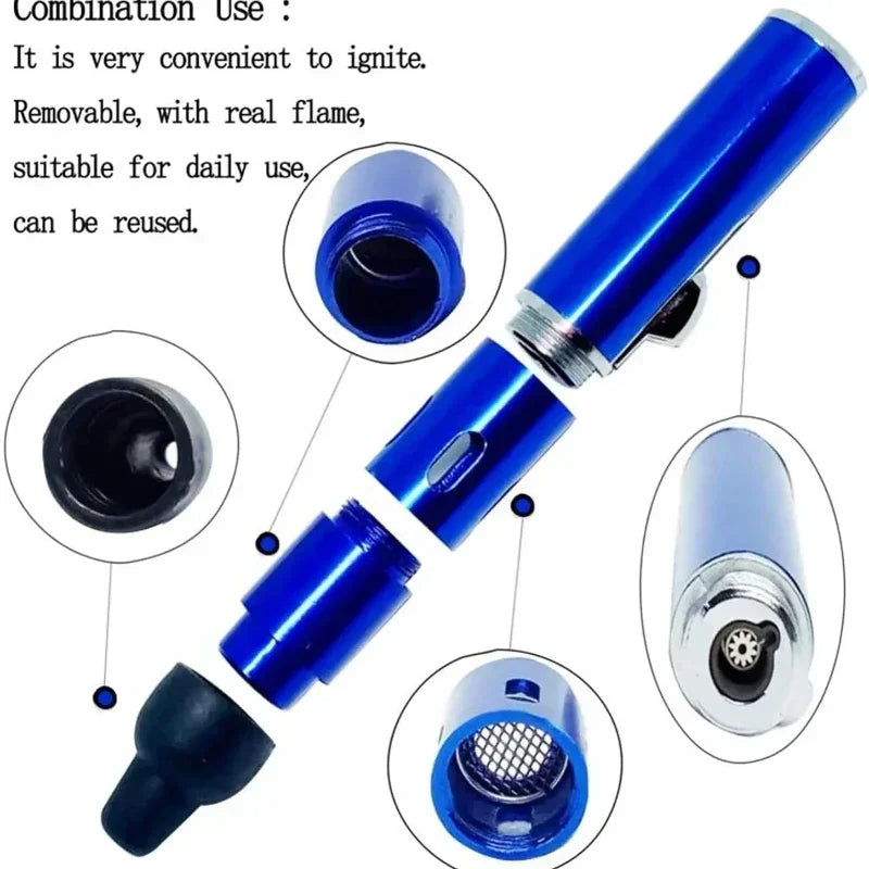 Refillable Metal Torch Windproof Multifunction Aromatherapy Pen Lighter Jet Flame Butane Torch For  3