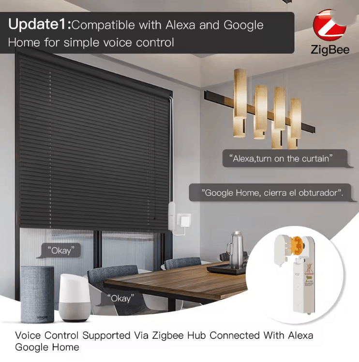 Zigbee Smart Motorized Roller Blinds Drive Hub With Tuya App Alexa And Google Home Control 1