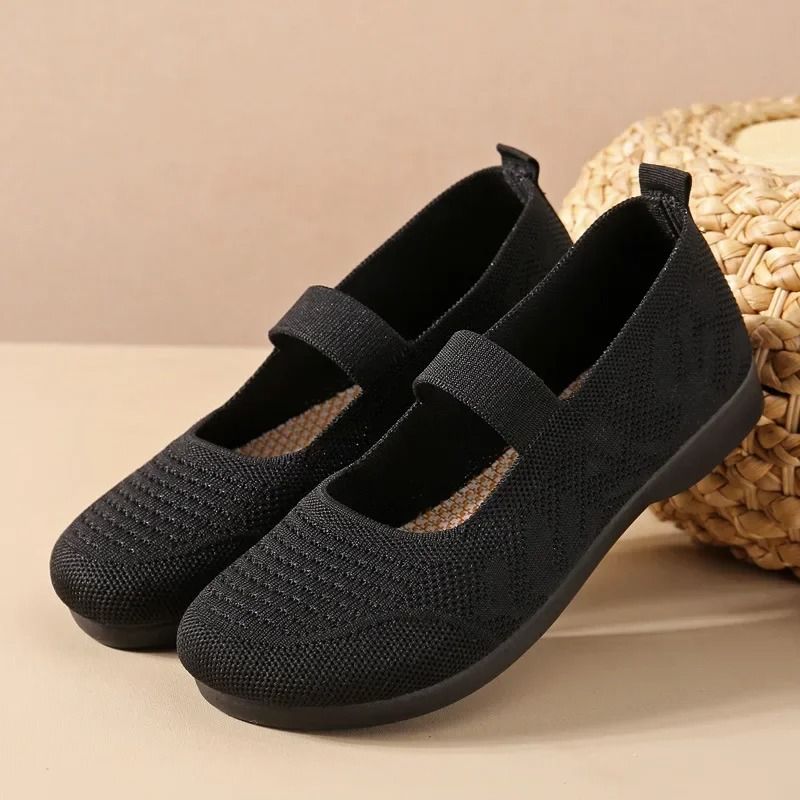 Womens Lightweight Breathable Knit Slip On Flats 6
