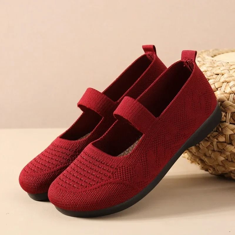 Womens Lightweight Breathable Knit Slip On Flats 8
