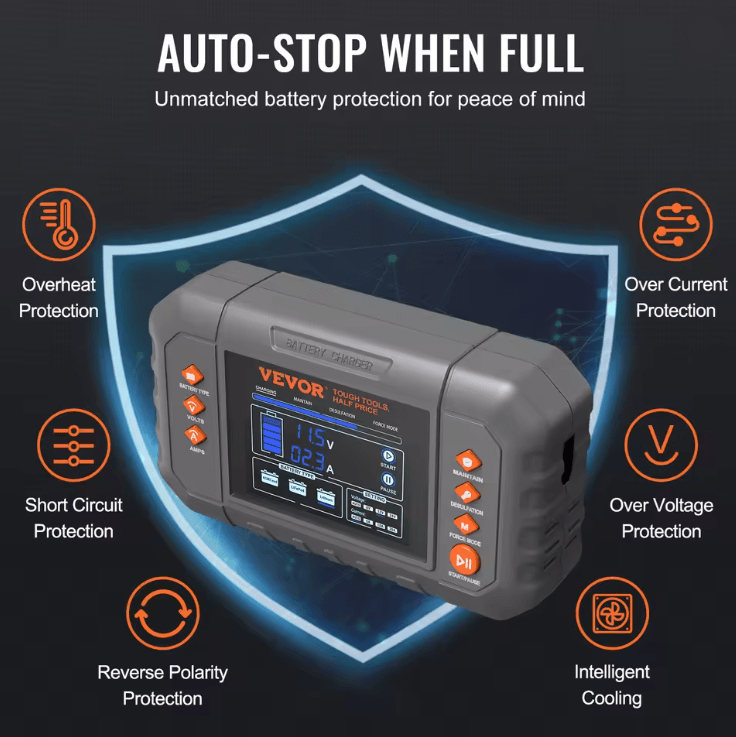 SucceBuy 20 Amp Smart Battery Charger For Lithium LiFePO4 And Lead Acid With LCD Display 2