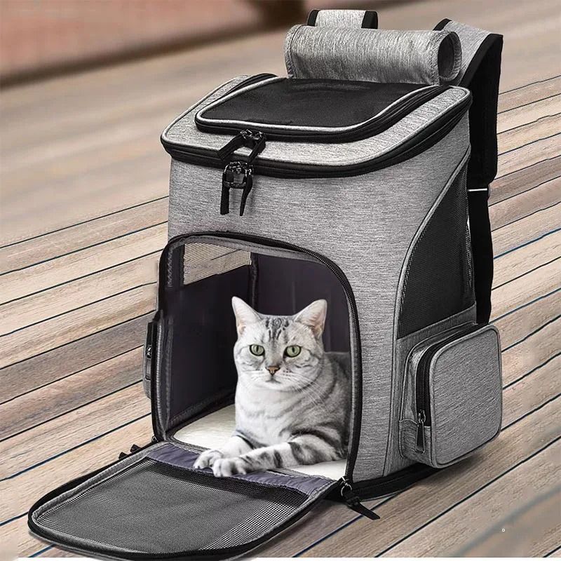 Breathable Cat Carrier Backpack Foldable Expandable Travel Bag for Cats and Small Dogs