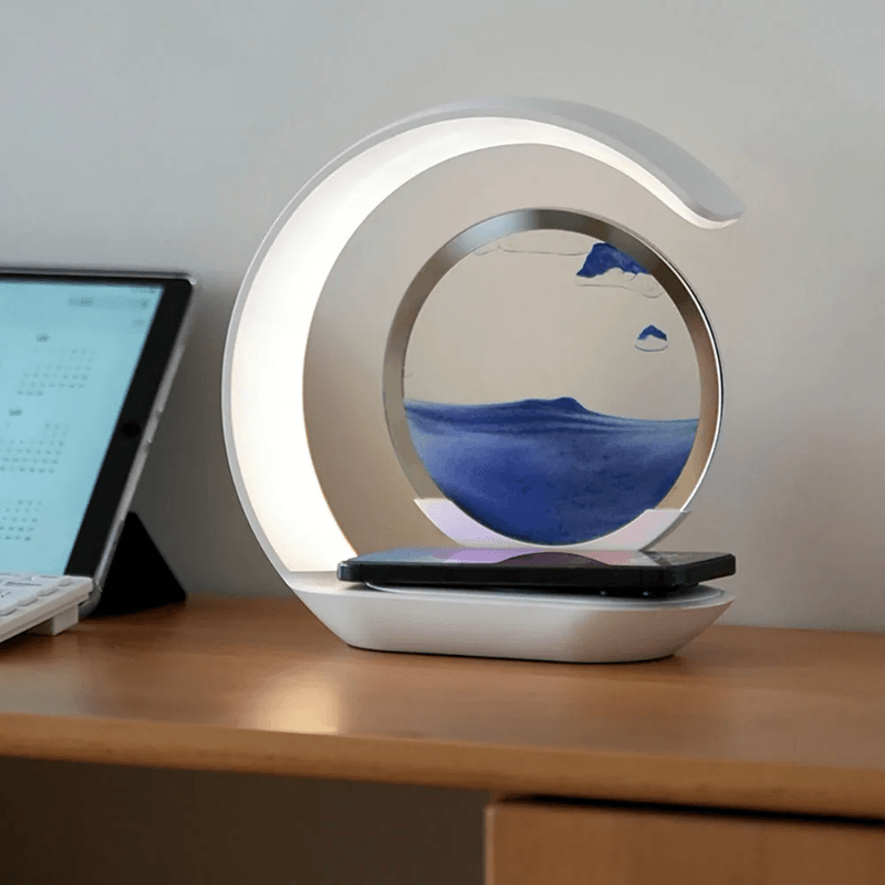 Quicksand Table Lamp with Wireless Charging and 3D Sand Art Night Light