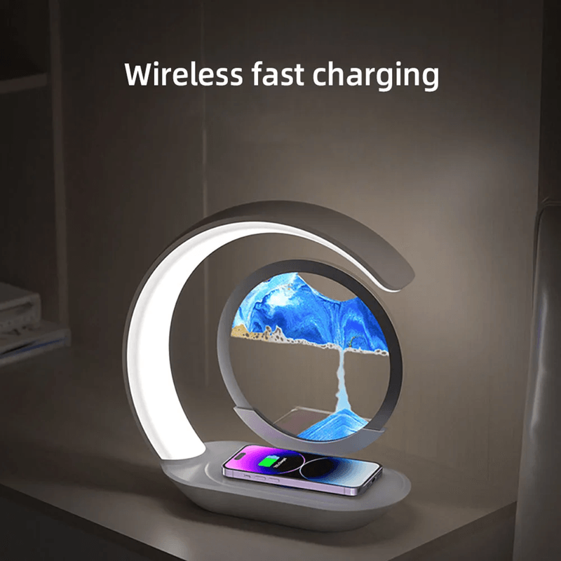 Quicksand Table Lamp With Wireless Charging And 3D Sand Art Night Light 3