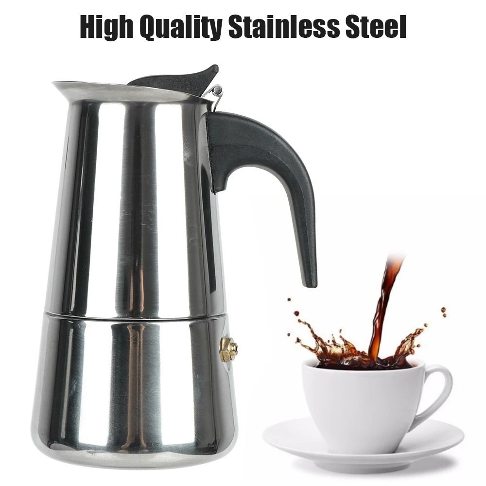 Stainless Steel Moka Coffee Maker Stovetop Espresso Pot For 2 To 9 Cups 1