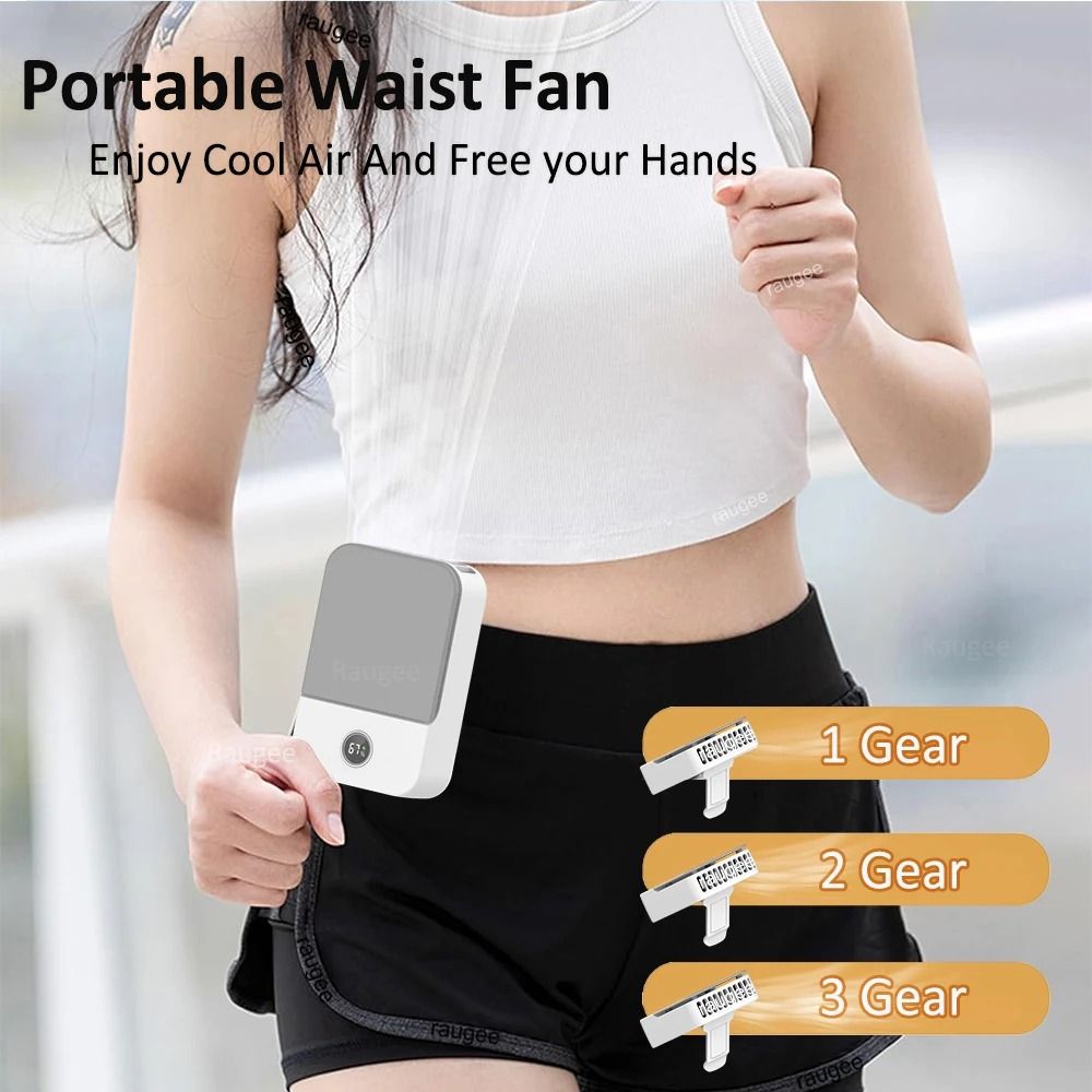 Portable Waist Fan With USB Rechargeable Clip And Hanging Neck Strap 3