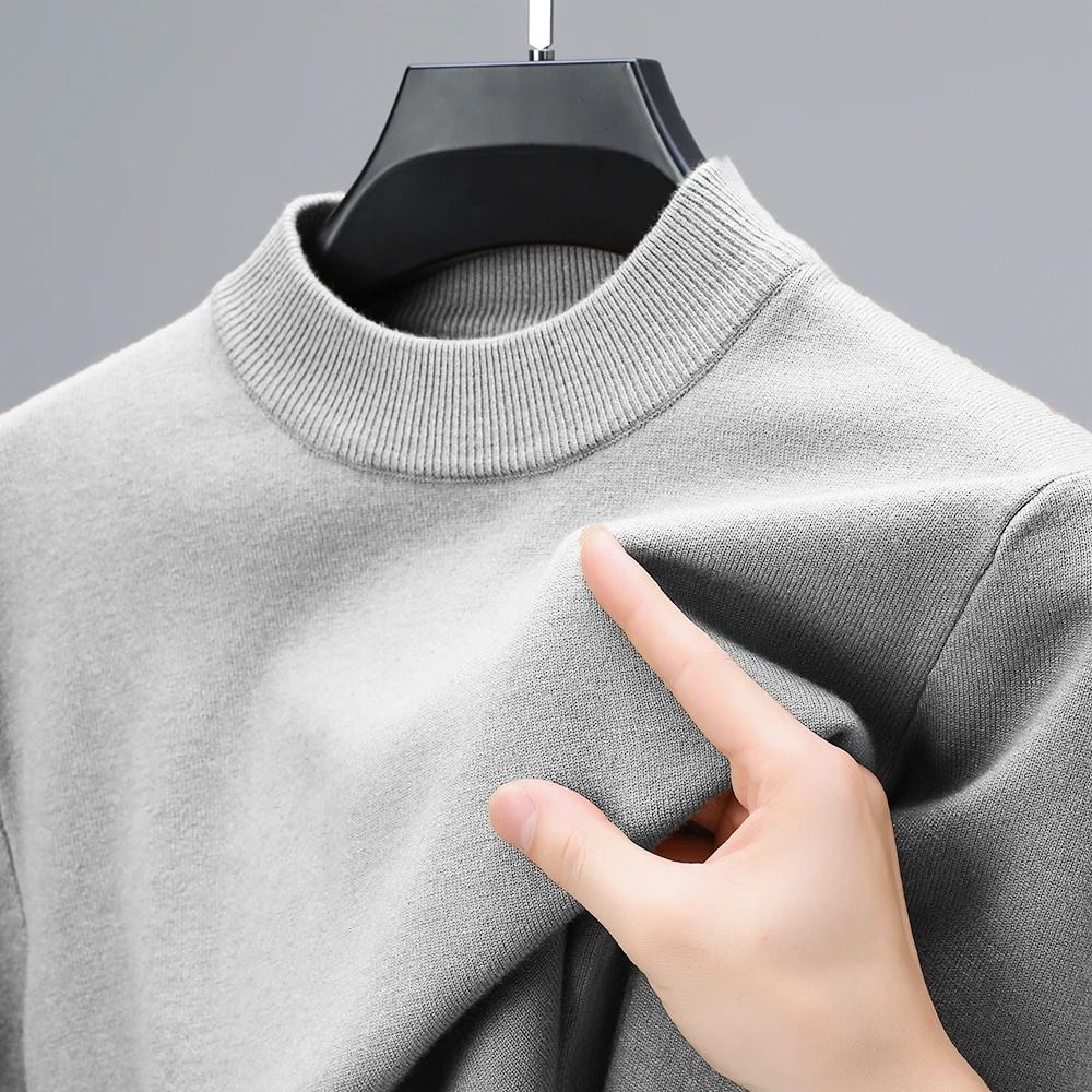 Mens Half Turtleneck Knit Sweater Casual Solid Color Pullover 12
