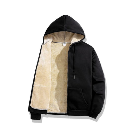 Mens Winter Lambs Wool Hooded Jacket Soft Warm Coat 2