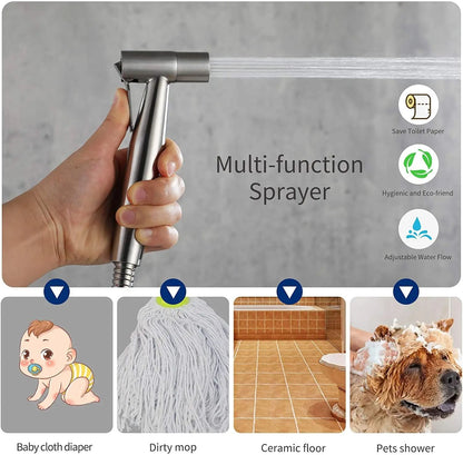 Handheld Stainless Steel Toilet Bidet Sprayer Set For Bathroom 2
