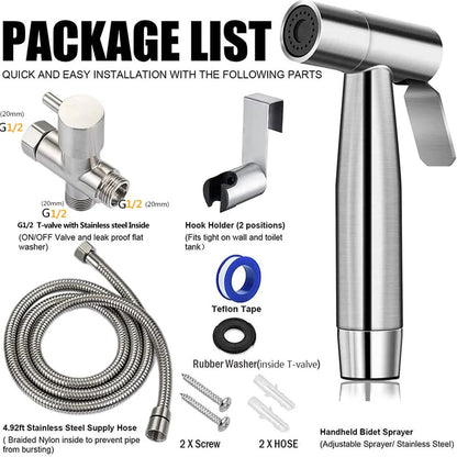 Handheld Stainless Steel Toilet Bidet Sprayer Set For Bathroom 5