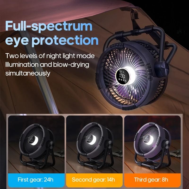Multifunctional 6 In 1 Camping Fan With 20000mAh Battery And LED Light 3