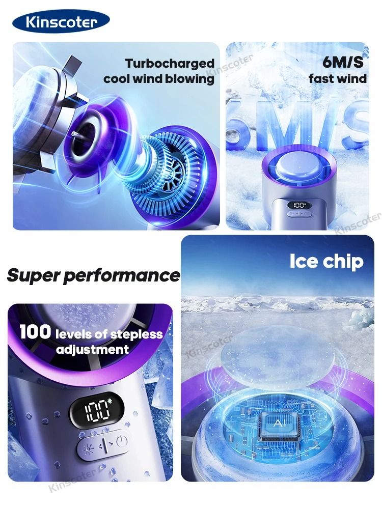 Portable Handheld Turbo Fan With 100 Speed Settings And Ice Cooling 2