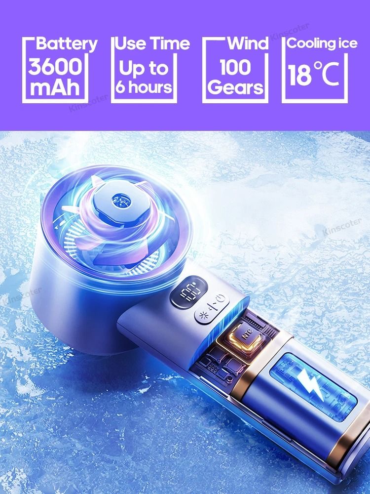 Portable Handheld Turbo Fan With 100 Speed Settings And Ice Cooling 3