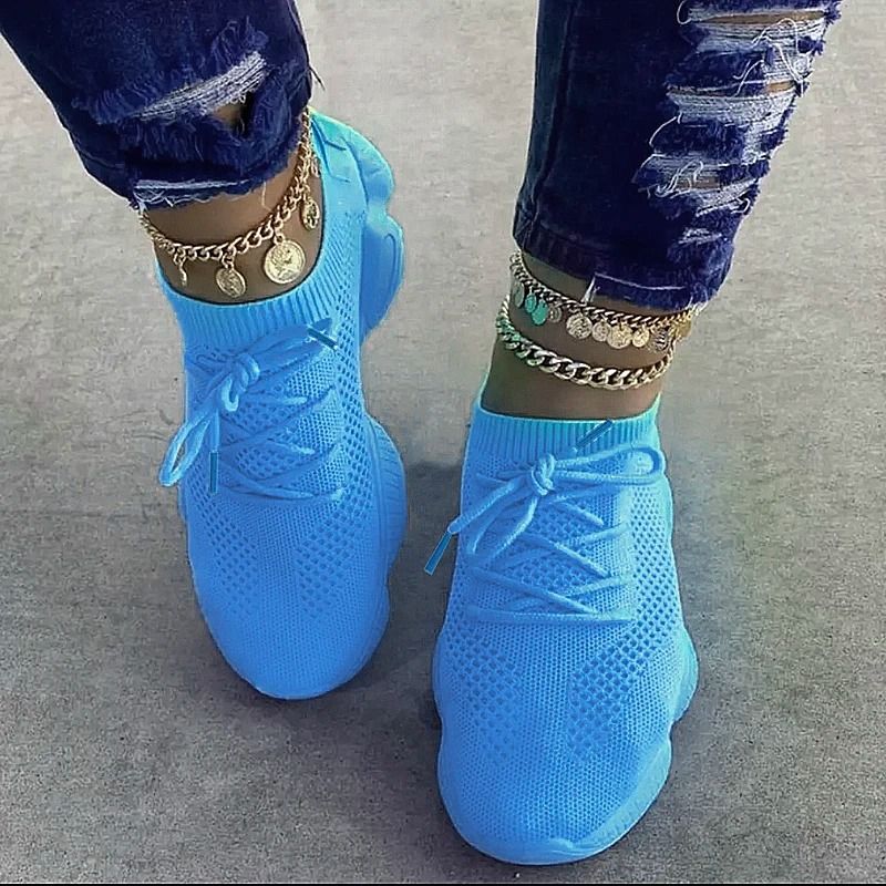 Womens Breathable Mesh Sneakers Comfortable Lace Up Trainers 9