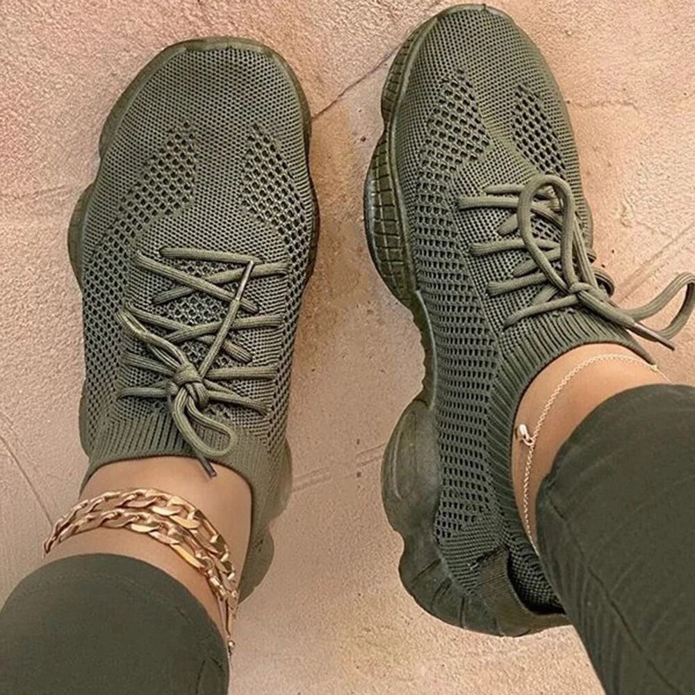 Womens Breathable Mesh Sneakers Comfortable Lace Up Trainers 12